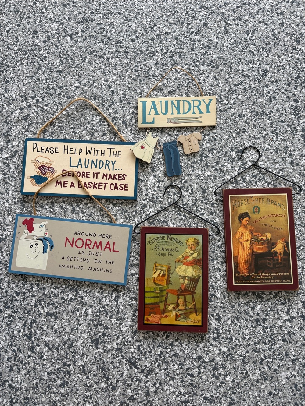 Vintage Laundry Wall Sign Set - Mixed Vintage Plaques